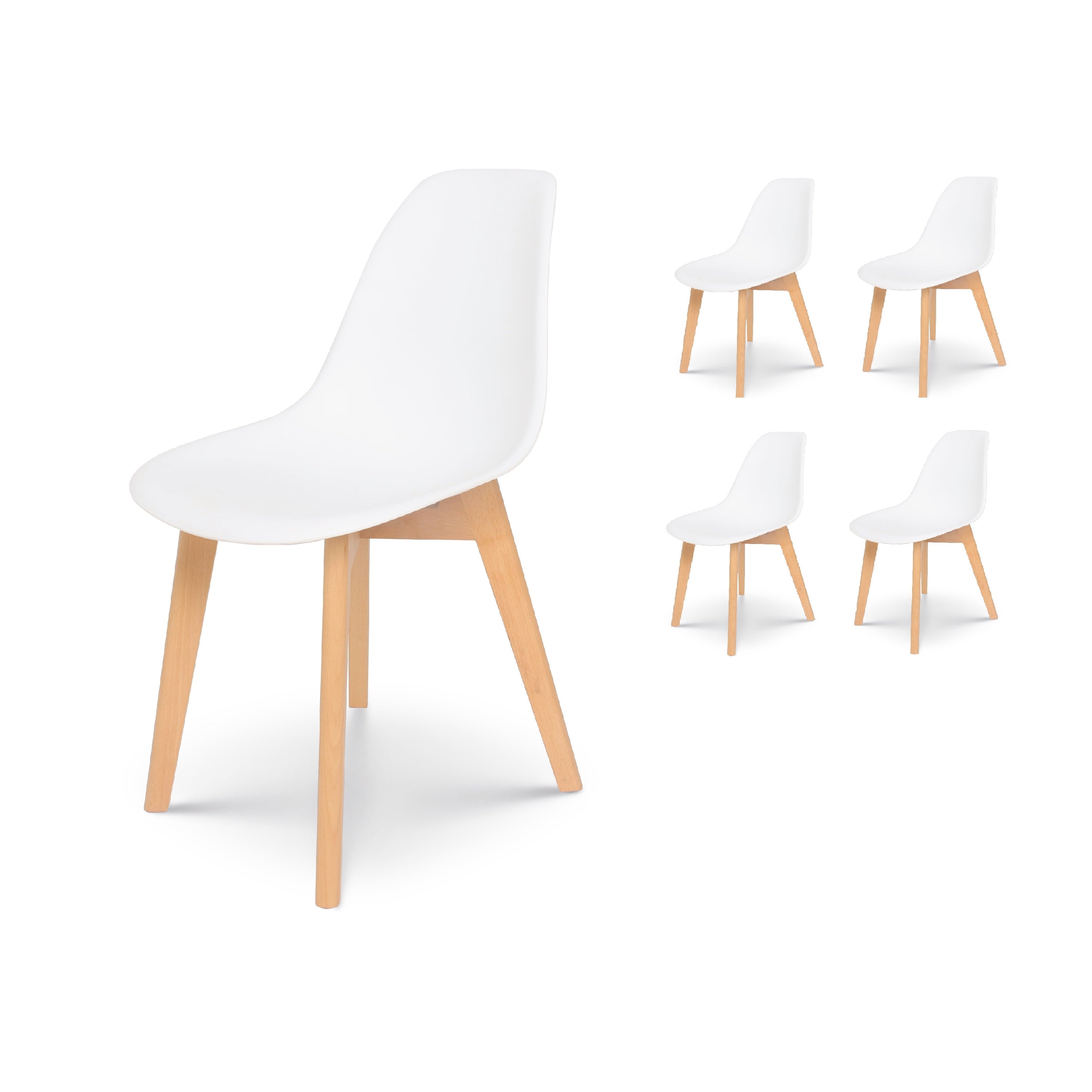 Chaise blanche au design scandinave et pieds inclinés bois clair Lou
