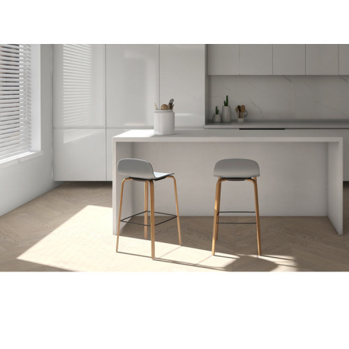Lot de 4 tabourets de bar blancs style scandinave avec pieds en métal - Hauteur 66cm