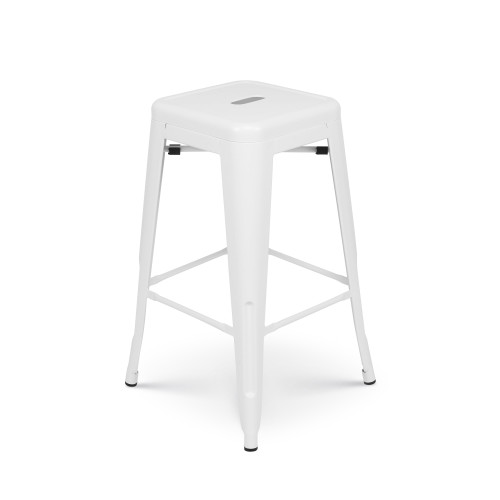Lot de 4 tabourets de bar en métal blanc mat style industriel - Hauteur 66 cm