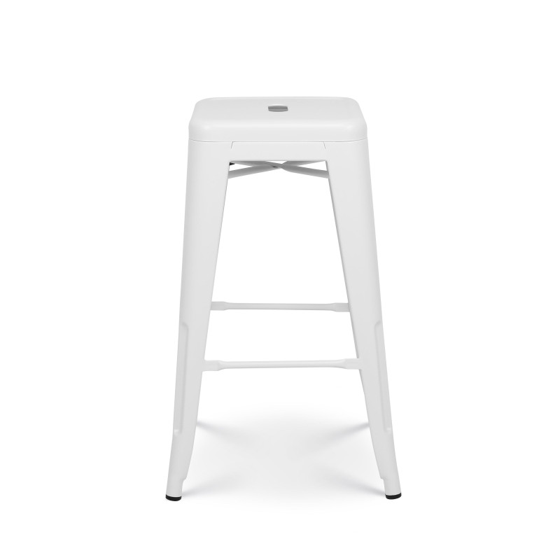 Lot de 4 tabourets de bar en métal blanc mat style industriel - Hauteur 66 cm