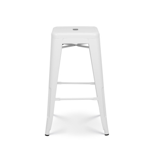 Lot de 4 tabourets de bar en métal blanc mat style industriel - Hauteur 66 cm