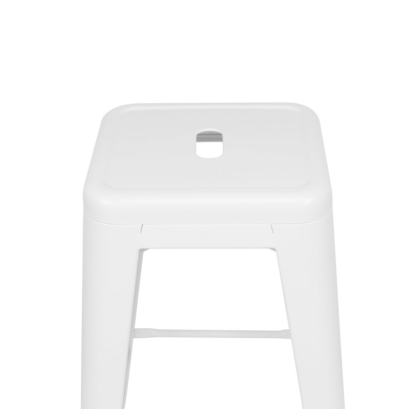 Lot de 4 tabourets de bar en métal blanc mat style industriel - Hauteur 66 cm