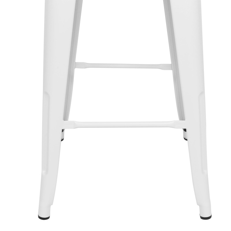 Lot de 4 tabourets de bar en métal blanc mat style industriel - Hauteur 66 cm