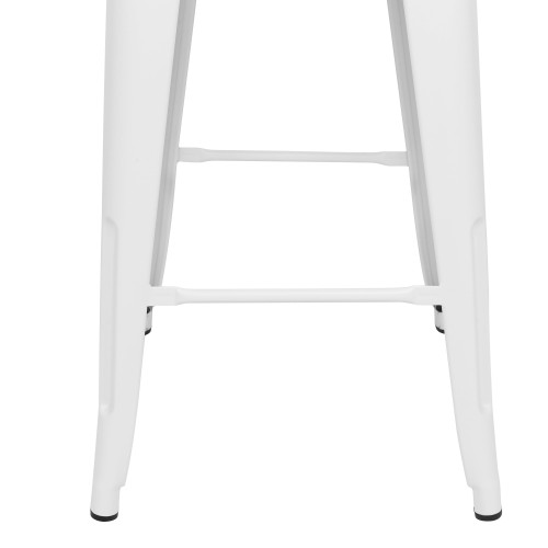 Lot de 4 tabourets de bar en métal blanc mat style industriel - Hauteur 66 cm