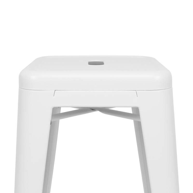 Lot de 4 tabourets de bar en métal blanc mat style industriel - Hauteur 66 cm