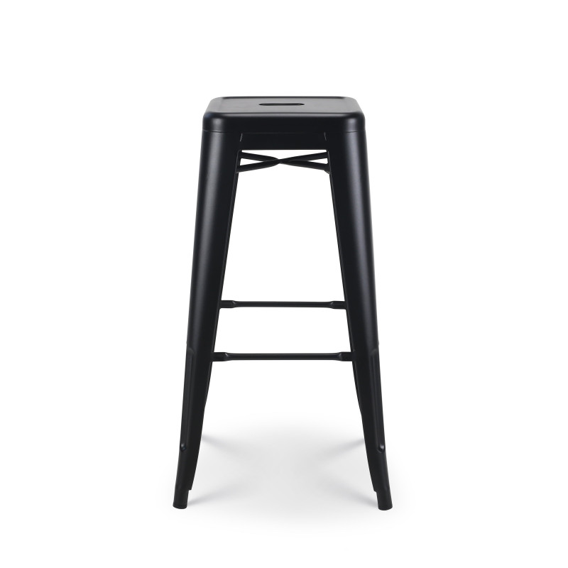 Lot de 4 tabourets de bar en métal noir mat style industriel - Hauteur 76 cm