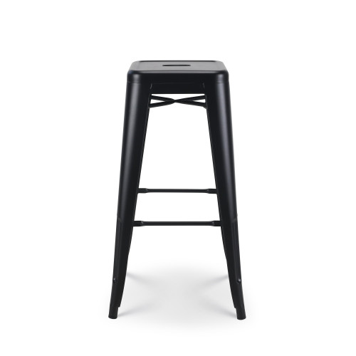 Lot de 4 tabourets de bar en métal noir mat style industriel - Hauteur 76 cm