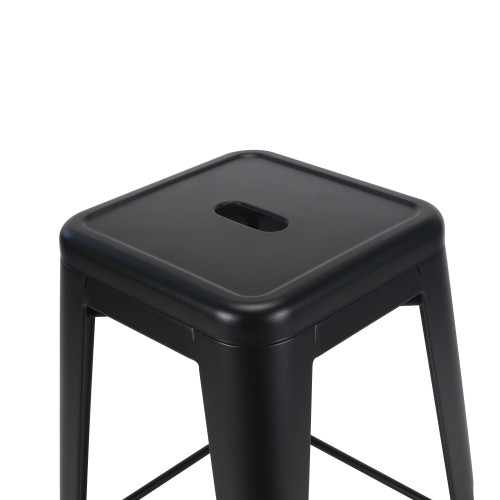 Lot de 4 tabourets de bar en métal noir mat style industriel - Hauteur 76 cm
