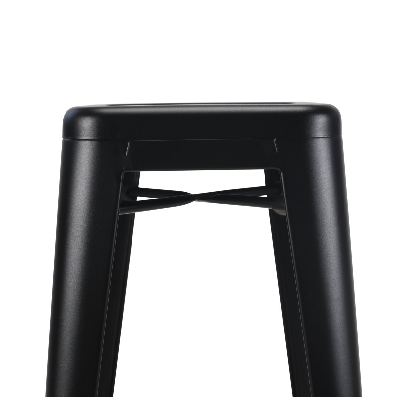 Lot de 4 tabourets de bar en métal noir mat style industriel - Hauteur 76 cm