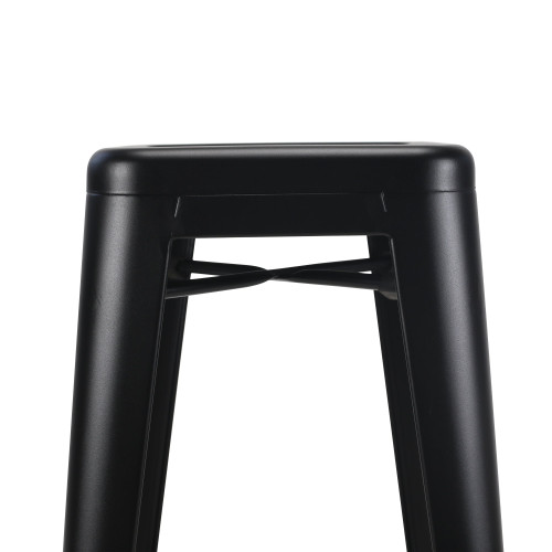 Lot de 4 tabourets de bar en métal noir mat style industriel - Hauteur 76 cm