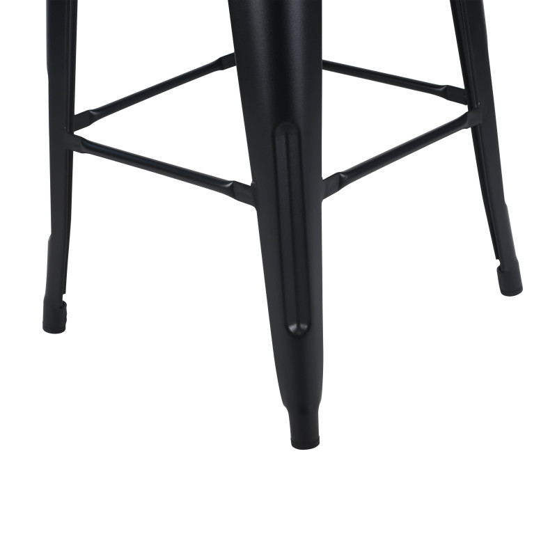 Lot de 4 tabourets de bar en métal noir mat style industriel - Hauteur 76 cm
