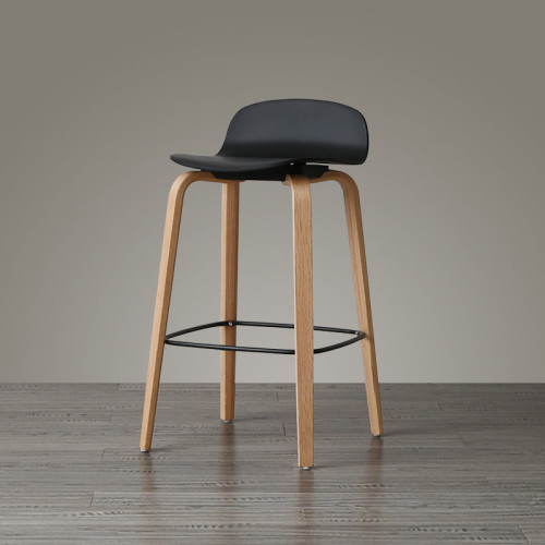 Lot de 4 tabourets de bar noirs style scandinave avec pieds en métal - Hauteur 76cm