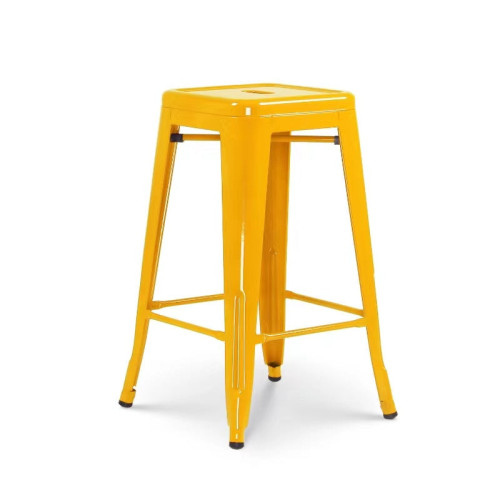Lot de 4 tabourets de bar style industriel jaune brillant - Hauteur 66 cm