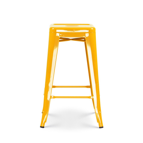 Lot de 4 tabourets de bar style industriel jaune brillant - Hauteur 66 cm