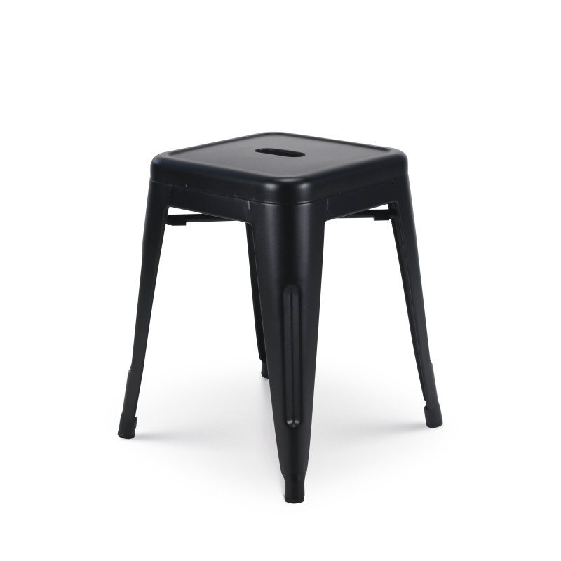Lot de 4 tabourets en métal noir mat style industriel - Hauteur 46 cm