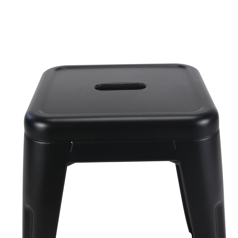 Lot de 4 tabourets en métal noir mat style industriel - Hauteur 46 cm