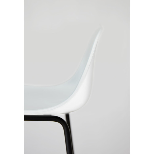 Lot de 4 tabourets scandinaves blancs en résine et pieds en métal - Hauteur 66 cm