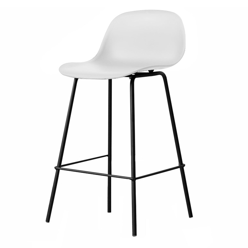 Lot de 4 tabourets scandinaves blancs en résine et pieds en métal - Hauteur 76 cm
