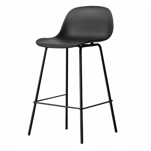 Lot de 4 tabourets scandinaves noir en résine et pieds en métal - Hauteur 76 cm