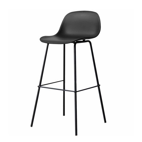 Lot de 4 tabourets scandinaves noir en résine et pieds en métal - Hauteur 76 cm