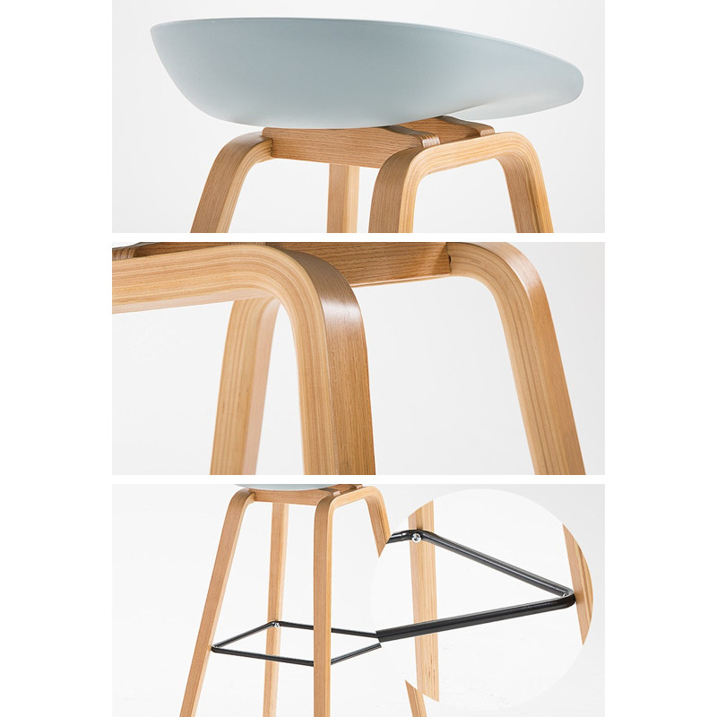 Lot de 4 tabourets scandinaves noirs et pieds en bois naturel - Hauteur 76 cm