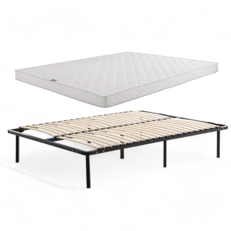 Pack sommier à lattes en kit + Matelas mousse REVE 16cm