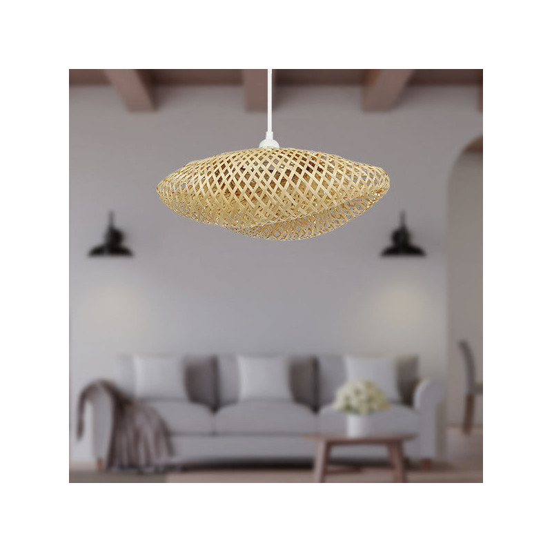 Suspension nature bambou tressé forme coquille MILOS 40cm