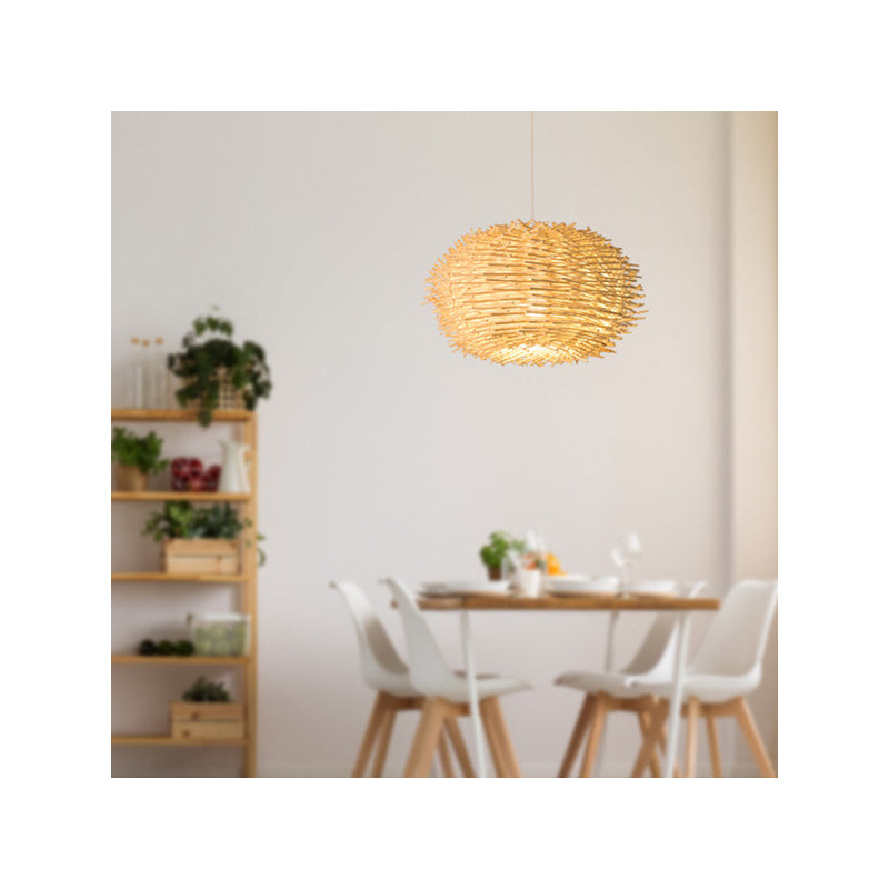 Suspension ROTIN naturel TINOS forme oursin 50cm