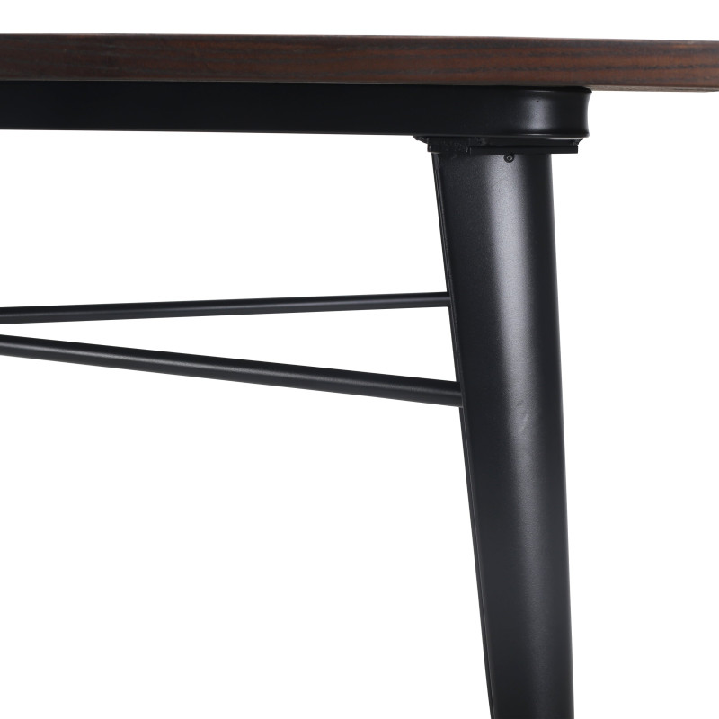 Table Factory 120 x 80 cm en métal noir mat et plateau en bois foncé