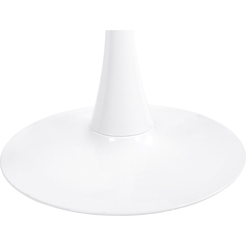 Table ronde en verre design avec plateau style marbre blanc