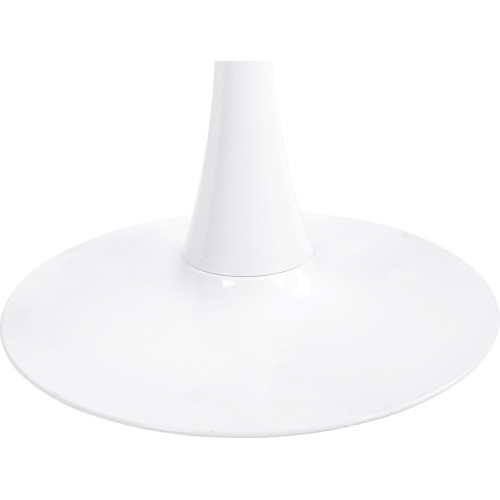 Table ronde en verre design avec plateau style marbre blanc
