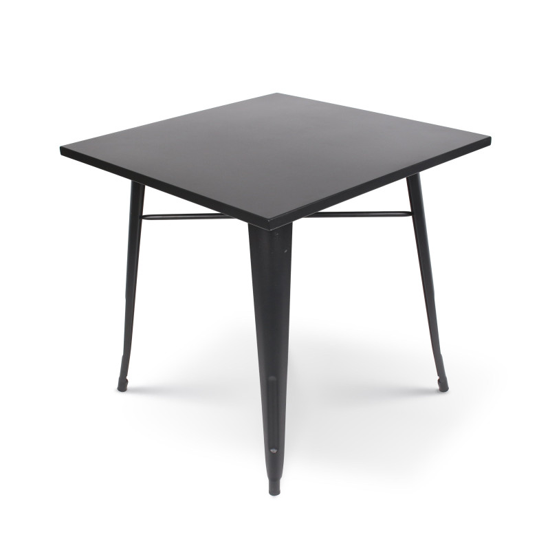 Table style industriel en métal noir mat - 80x80 cm