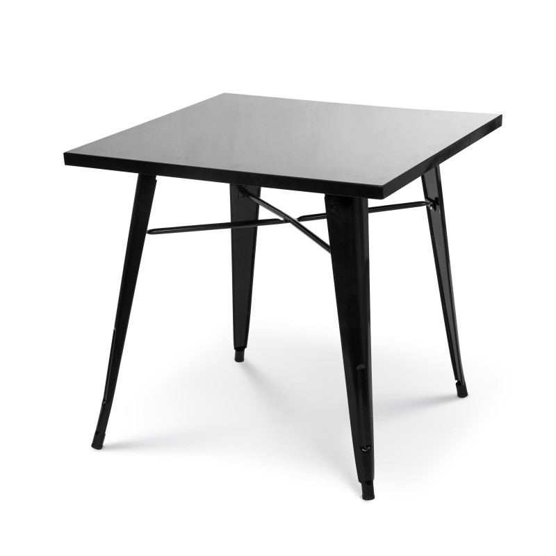 Table style industriel en métal noir mat - 80x80 cm