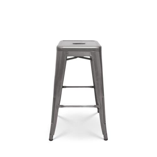 Tabouret de bar en métal brut aspect galvanisé - Hauteur 76 cm