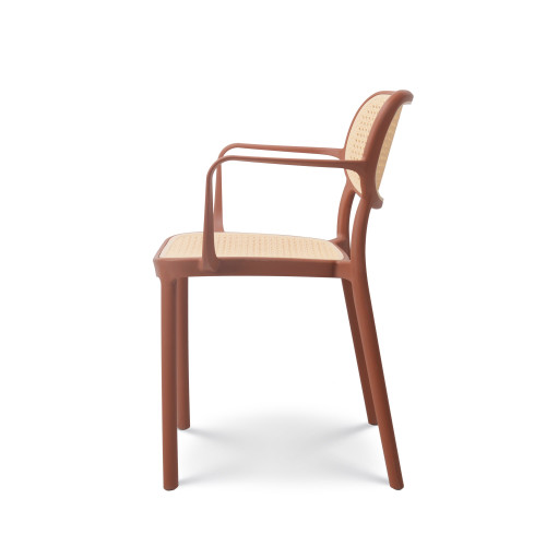 Chaise de salle à manger rouille style vintage avec accoudoirs