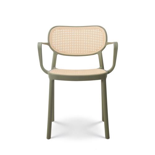 Chaise de salle à manger Verte style vintage avec accoudoirs