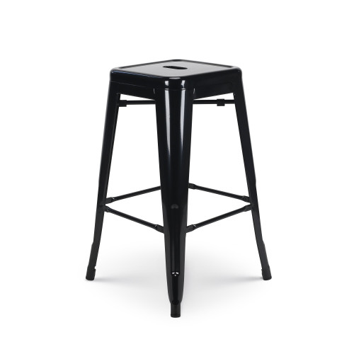 Tabouret de bar style industriel noir brillant - Hauteur 66 cm