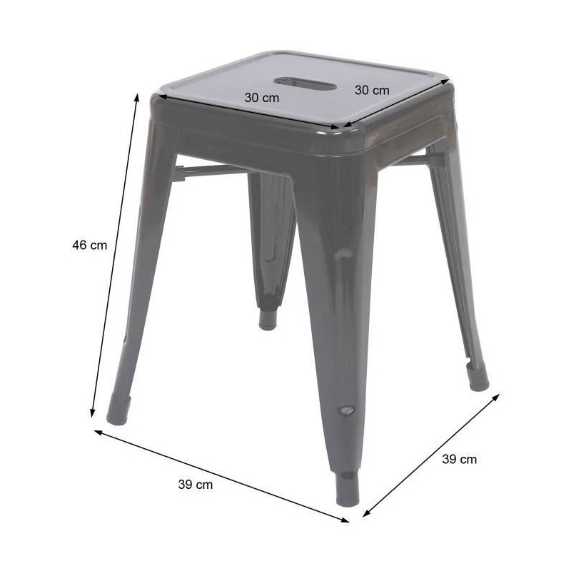 Tabouret en métal blanc mat - Hauteur 46 cm
