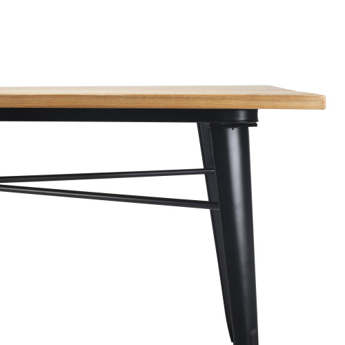 Table style industriel en métal noir mat et bois clair - 80x80 cm 
