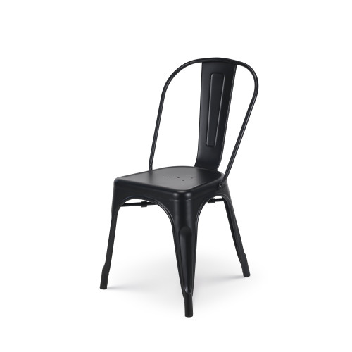 Lot de 4 chaises en métal noir mat - Style industriel 