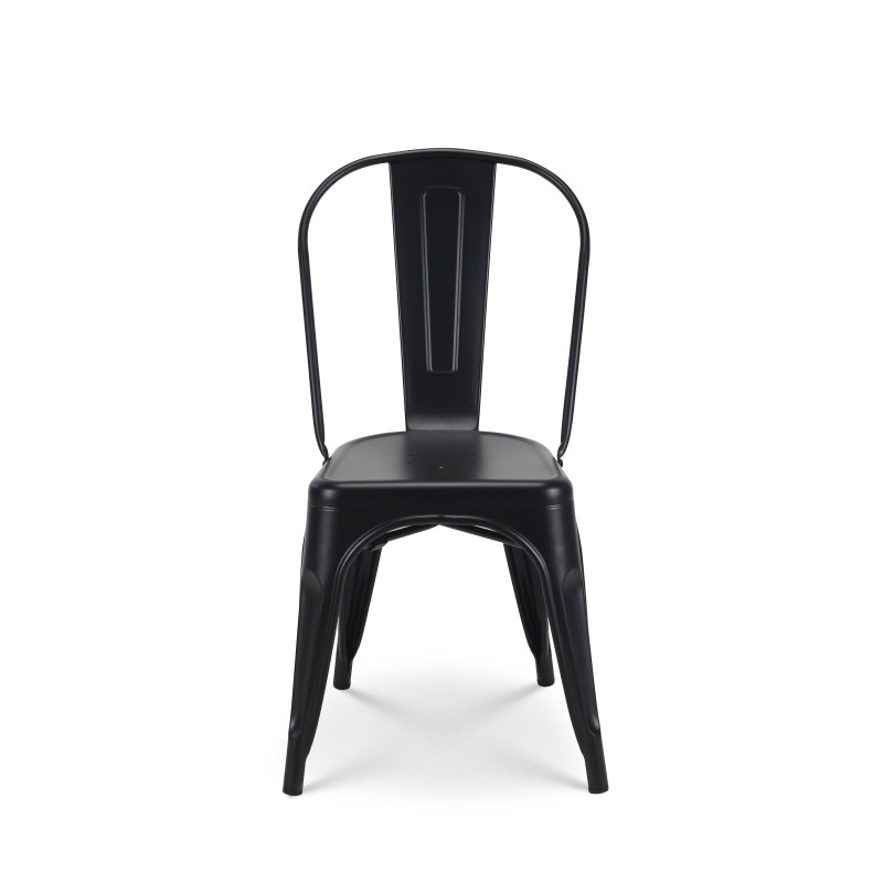 Lot de 4 chaises en métal noir mat - Style industriel 