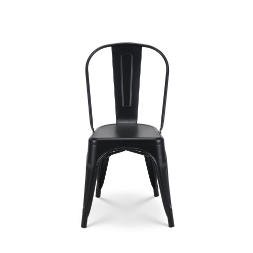 Lot de 4 chaises en métal noir mat - Style industriel 