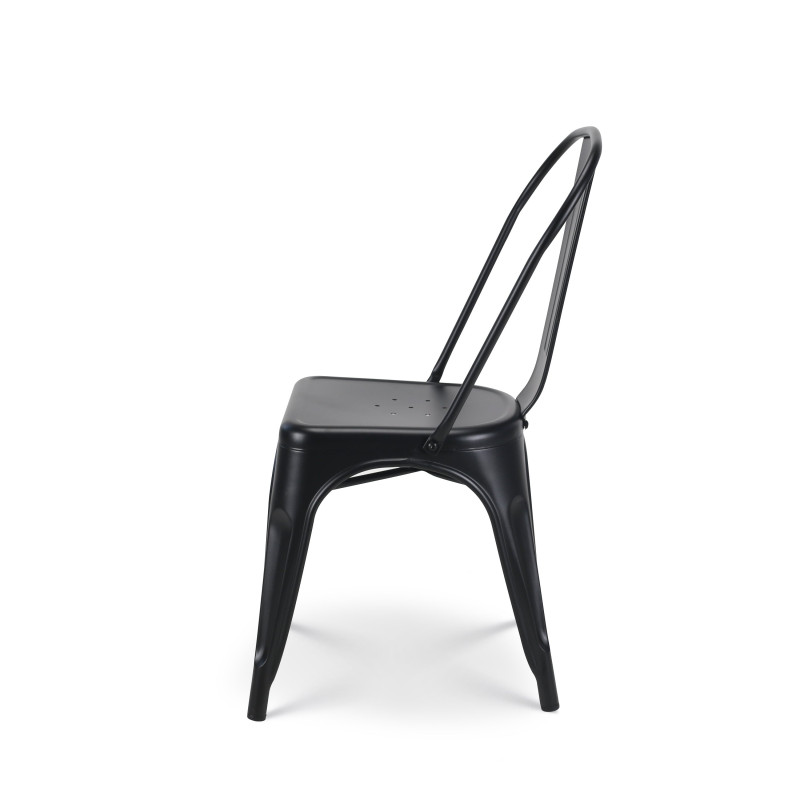 Lot de 4 chaises en métal noir mat - Style industriel 