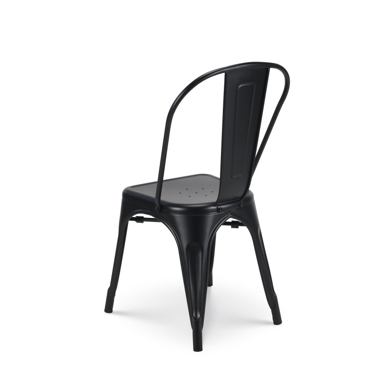 Lot de 4 chaises en métal noir mat - Style industriel 