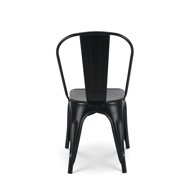 Lot de 4 chaises en métal noir mat - Style industriel 