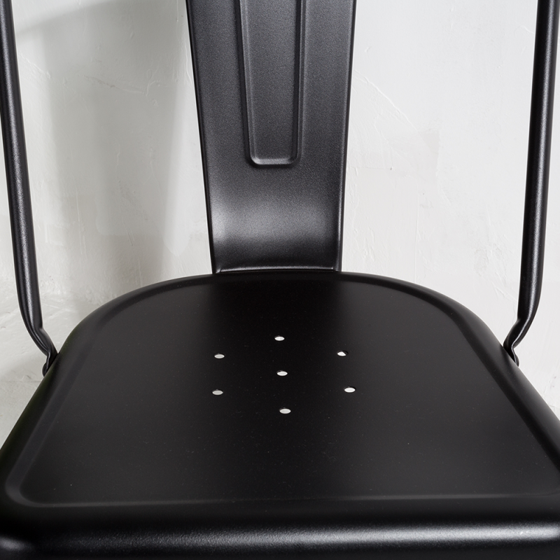 Lot de 4 chaises en métal noir mat - Style industriel 