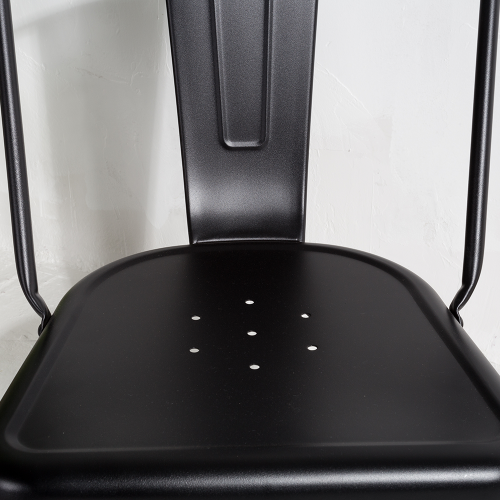 Lot de 4 chaises en métal noir mat - Style industriel 