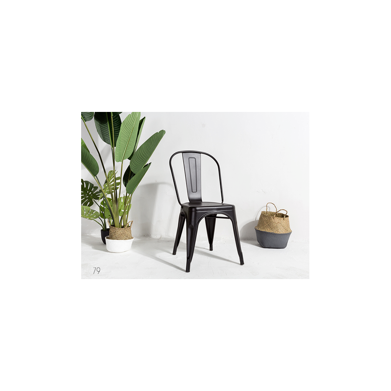Lot de 4 chaises en métal noir mat - Style industriel 