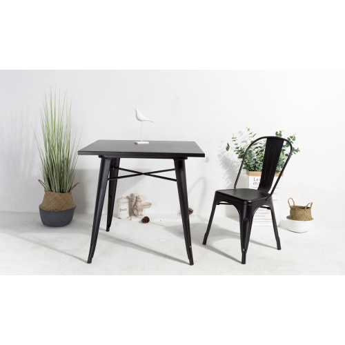 Lot de 4 chaises en métal noir mat - Style industriel 