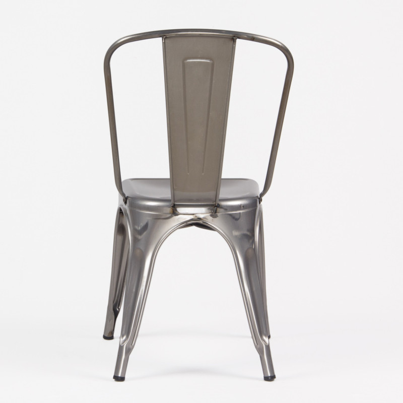 KOSMI - Lot de 4 chaises en métal brut aspect galvanisé